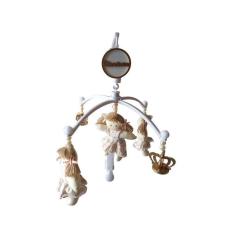 Mobile Berço Musical Giratório Rosa Boneca Princesa Coroa