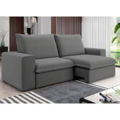 Sofá 5 Lugares Luizzi Greco Revestido em Tecido Veludo Slim Assento Retrátil Encosto Reclinável - 290cm de Largura