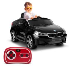 Carro Elétrico Carrinho Infantil BMW 6 gt Preto Com Controle Remoto Entrada Mp3 12v 2 Portas