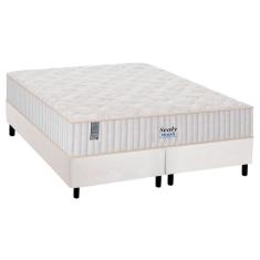Cama Box Queen: Colchão Molas MasterPocket Ensacadas Plumatex   Miami + Base CRC Courano Branco(158x198)