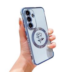 XAYAH Capa para Samsung Galaxy S24 Plus compatível com MagSafe Capa para lente de câmera magnética fofa rosa com revestimento de luxo à prova de choque macio bumper S24+ Plus 6,7 polegadas para