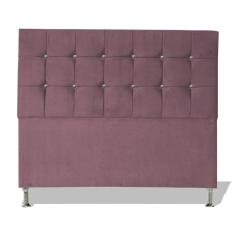 Cabeceira De Cama Box Cristal Casal 140 Cm Botão Strass Suede Rosê Eli Móveis