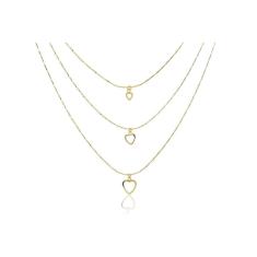 Colar Folheado Em Ouro 18K Com Corações Vazados