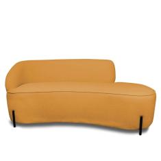 Sofá 2 Lugares Orgânico 140cm Pé Ferro Pto Morgan Bouclê Mostarda L01 - D`Rossi