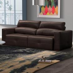 Sofá Decorativo Monica 3 Lugares Sala de estar 252cm Reclinável e Retrátil Couro Marrom Capuccino G40 - Gran Belo