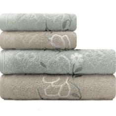 Jogo De Toalhas 4 Peças - Banho e Rosto Algodão Antipiling Yuna Karsten - Emcompre