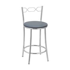 Kit 2 Banquetas Cromadas Assento Espuma D15 Treparoni Cinza