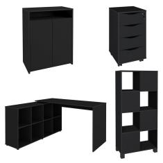 Conjunto Escritório Home Office 4 Peças Mity A06 Preto - Mpozenato