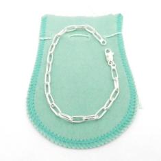 Pulseira Masculina 19Cm 4Mm Largura Folhada Prata Pl237 - Wnbijouteria