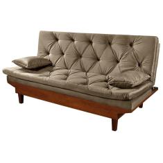 Sofa Cama Caribe 3 Lugares Reclinavel Base Em Madeira Revestido Suede