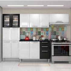 Cozinha Completa 4 Peças 13 Portas 2 Gavetas Tarsila Itatiaia Branco/Preto