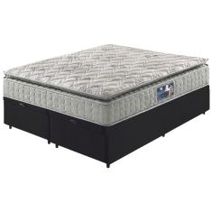 Cama Box Baú Queen Preto + Colchão Ortopedico Espuma D33 Pillow Top Hanover One 158x198x64cm