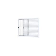 Janela Veneziana de Correr Lateral 3 Folhas com Grade Alumínio 100cmx120cm Riobras Branco