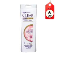 Kit C/06 Clear Anticaspa Flor De Cerejeira Shampoo 200ml