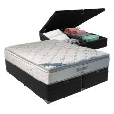 Cama Box com Baú King e Colchão Freedom Ortobom D33