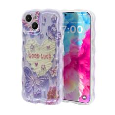 HERCAFIE Capa para iPhone 13, capa de telefone com pintura a óleo retrô, borda ondulada brilhante com aparência de borboleta 3D para iPhone 13, capa protetora de ajuste resistente para meninas e