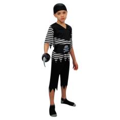 Fantasia Pirata Masculino Infantil Marujo Festa Carnaval Bloquinho Halloween Aniversario Noites do Terror Zumbi