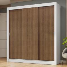 Guarda-Roupa Casal 3 Portas Correr Branco/Rustic