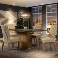 Conjunto Sala de Jantar Madesa Grazi Mesa Tampo de Vidro com 4 Cadeira