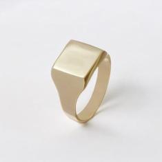 Anel  Quadrado Liso Folheado - Cod 277 F - Carlitos Joias, 25