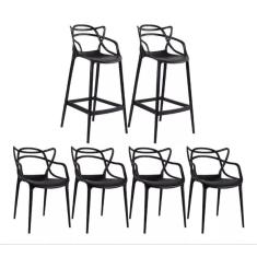 Kit  Alegra 4 Cadeiras + 2 Banquetas Altas Ana Maria Cor da estrutura da cadeira Preto