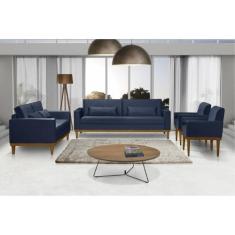 Sofá Living 3 e 2 Lugares Valência - 2,20/1,58mts + 02 Poltronas C/ Ba