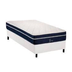 Conjunto Box Solteiro: Colchão Molas Polar Ensacadas Garnet + Base crc Courano White (88x188)