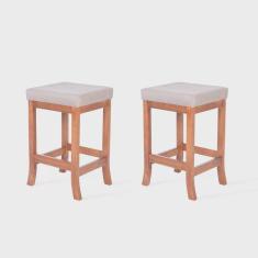 Kit 2 Banquetas Baixa em Madeira Maciça Toquio