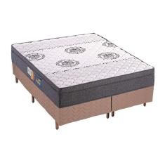 Cama Box Queen: Colchão Espuma Polar D45 Pérola Fort Clean + Base CRC Rústico Clean(158x198)