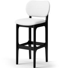 Banqueta Alta Para Cozinha Betta L02 Assento Estofado Base Fixa Encosto Estofado 105 cm Preto, Branco Lyam Decor