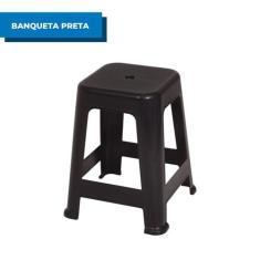 Banqueta Banquinho De Plástico Resistente Branco Cinza ou Preto - MOR,