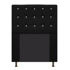 Cabeceira Estofada Dama 90 cm Solteiro Com Strass Suede Preto - Doce S