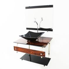 Gabinete de Vidro Banheiro 60cm It Inox com Cuba Quadrada