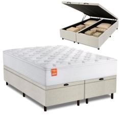 Cama Box Baú Colchão Casal Queen Molas Ensacadas Real 158x198x68cm Lin