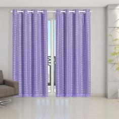 Cortina Blackout Prata com Voil Xadrez 2,80 m x 2,30 m - EDDI, Lilás