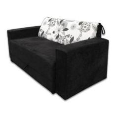 Sofá-cama 2 Lugares Pratik 5000 Mamflex Preto / Cinza Floral Preto / Cinza