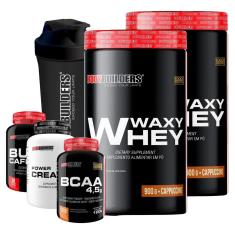 Kit 2x Whey Waxy Whey 900g + BCAA 100g + Creatina 100g + Cafeína 60 cáps + Coq - Bodybuilders-Unissex
