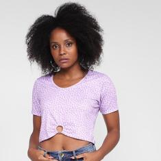 Blusa Lecimar Cropped Floral Feminina-Feminino