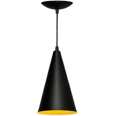 Pendente Cone Preto Textura/Amarelo