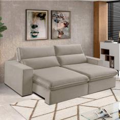 Sofá 2 Lugares 230cm Retrátil e Reclinável Free Veludo Bege