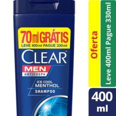 Shampoo Clear Men Ice Cool Menthol Leve 400ml Pague 300ml