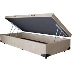 Cama Box Baú Solteiro Suede Bege - 39x78x188
