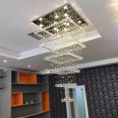 Lustre De Cristal Para P  Direito Duplo Com 2,10 M De Altura