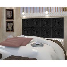Painel De Cama Box Botão Casal 1,40 Elegance Cor Preto
