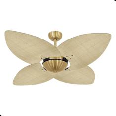 Ventilador de Teto Dormamu Dourado Office 4 Pás Palmae Natural 220V com Controle