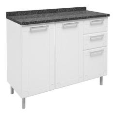 Balcão De Cozinha 100% Aço 105cm Com Tampo 3 Portas 2 Gavetas 6114 Múl