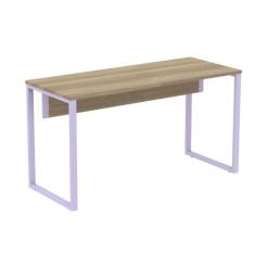 Mesa Escritório P25 Tub Pandin 150 cm (larg) Tampo Mdp Noce Naturalle Pé Aço Tubular Azul Dali