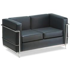 Sofá com 02 lugares para Recepção de EscritórioVenezia Preto - Design 
