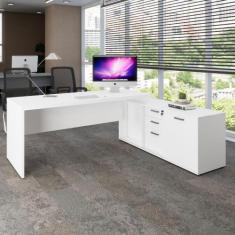 Mesa Escritório 1,70m Armário e Cx de Tomadas Pés Painel F5 - F5 Offic