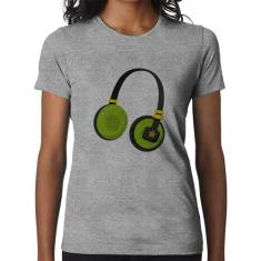 Baby Look Headphone Verde - Foca na Moda, Cinza, GG